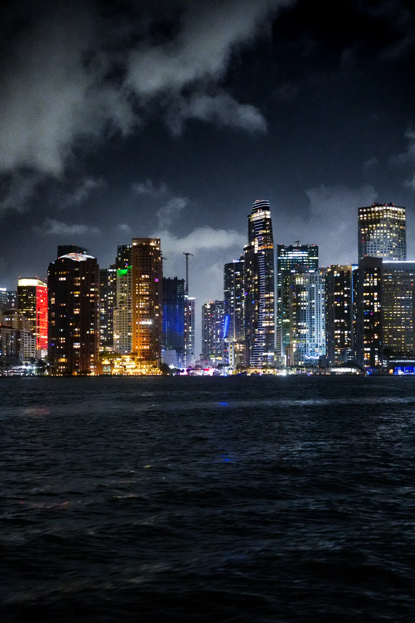 The modern atmosphere of Miami, a with cold reflections shot.