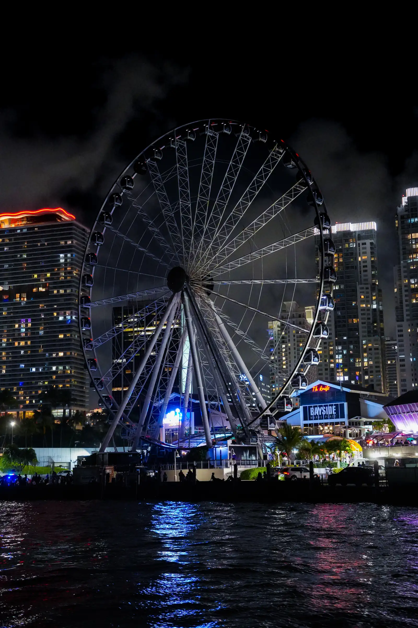 The vibrant atmosphere of Miami, a with cold reflections shot.